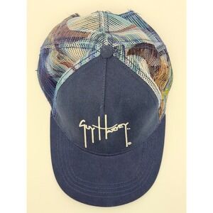 Guy Harvey Bluewater AFTCO Navy Blue Mesh Trucker Hat Snapback Fishing Cap OSFM